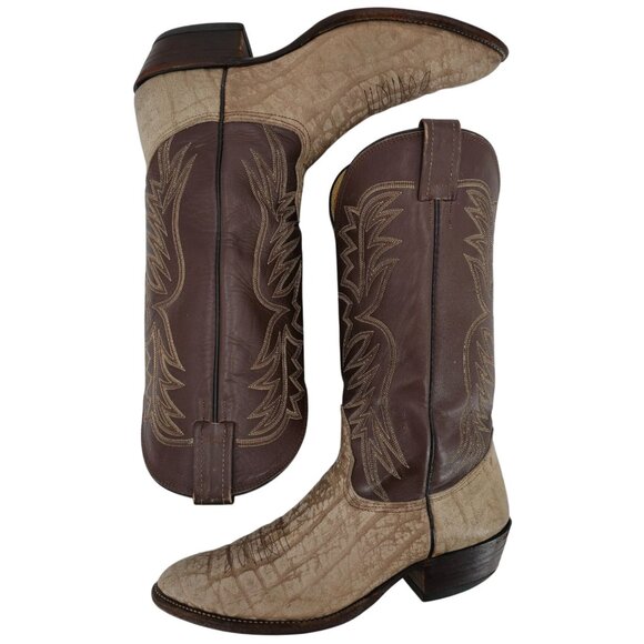 Nocona Cape Buffalo Cowboy Boots Mens size 10D Brown Tan Exotic Leather Western - Picture 8 of 16